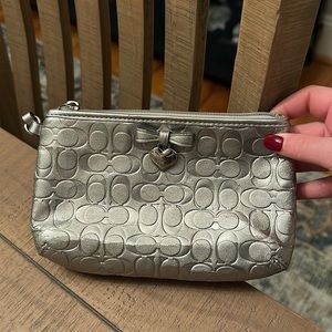Silver Coach Wristlet